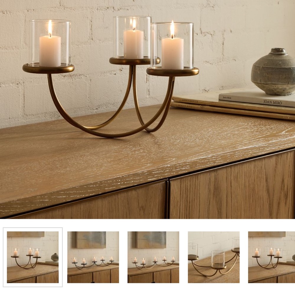 West Elm Triple Gold Candle Holder